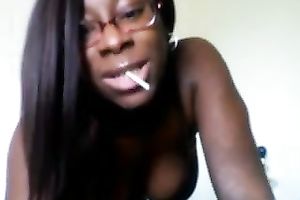 Juicy chocolate hottie on web camera is proud of her large ass
