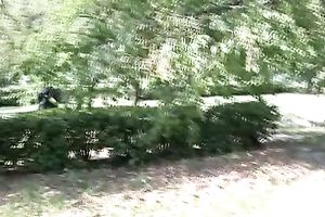 Sveta pees her panties during the time that being fastened to a tree in a park