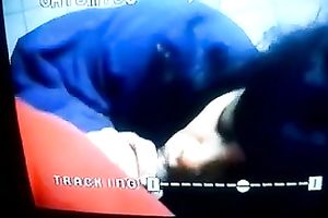 Brunette married colleague blows my dark cock on cam