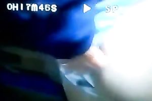 Brunette married colleague blows my dark cock on cam