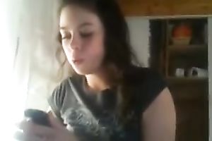 Beautiful brown-haired white bitch enjoys engulfing my dick in POV video