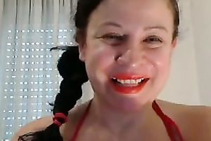 Ridiculously slutty cam-whore with knockout curves shows off her large wobblers