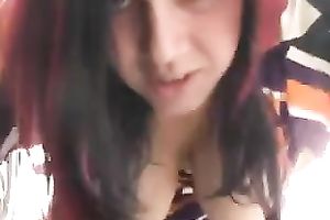 Chubby slut with massive boobies is riding my schlong like a badass cowgirl