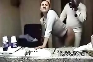 Invading a Mexican hottie's cum-hole from behind in the bath