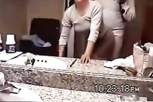 Invading a Mexican hottie's cum-hole from behind in the bath