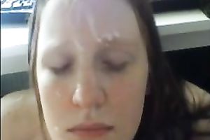 Cute juvenile girlfriend receives 3 facial cumshots on the clip