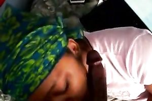 Skanky ebon honey sucks my appealing dick like a champ