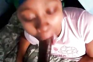 Skanky ebon honey sucks my appealing dick like a champ