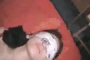 Cute blindfolded girlfriend gives me head and takes facial