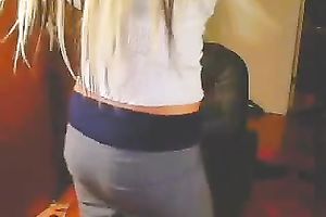 Desirable secretary in glasses flashes her large wet boobies