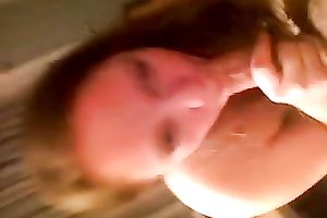 Beautiful miniature girlfriend engulfing my cock and gently biting it