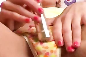 Horny legal age teenager wench masturbates her cum-hole throughout pants