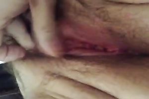 Nasty hirsute cougar cookie of my white amateur wife on webcam