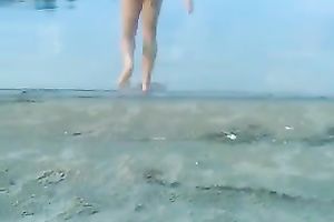 Naked and concupiscent Russian nympho desires to have sex on the beach