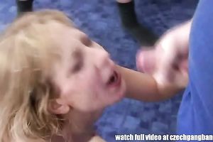 Svelte blond wench receives extremely hardcore team-fucked