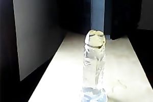 Chubby camwhore rides her huge glass vibrator like a true slut