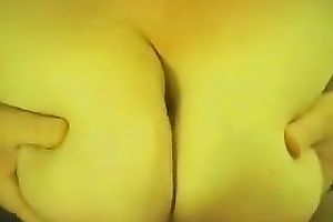 My breasty amateur wife puts my pecker betwixt her bumpers and jerks off