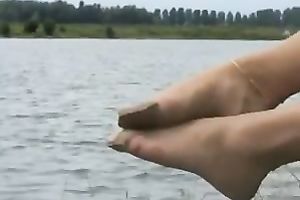 Outdoor nylon fetish scene with my vehement wifey