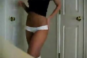 Perfect tanned legal age teenager wazoo in white pants shown on cam