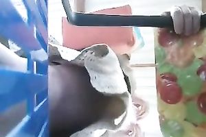 While standing in a line in the shop I made upskirt episode