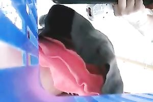 While standing in a line in the shop I made upskirt episode