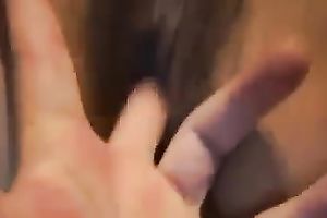 Asian floozy works on my friend's knob and takes it in her vag