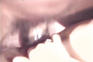 Dark head rapacious hussy receives painful mish pose drilling of her taut kitty