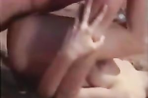 Petite and sexually excited blondie drilled from behind somewhere in desert