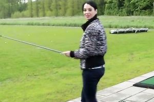 Slutty brunette hair flashes her bumpers and gives a priceless oral pleasure