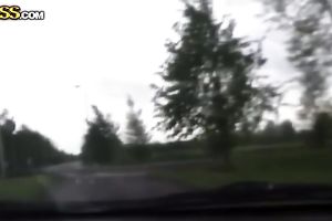 Slutty brunette hair flashes her bumpers and gives a priceless oral pleasure