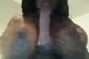 Outrageous couple of gigantic dark boobies on web camera