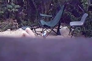 Hot brunette hair neighbour in her backyard masturbating