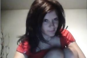 Thick and breasty dark brown show stopper on livecam flashing goodies