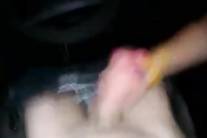 My nerdy female ally sucks my rock hard pecker in my car