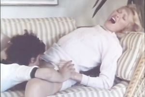 Blonde milf finger fucks a hirsute and wet vagina in bedroom