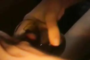 Closeup dilettante anal fuck sideways with creampie finish