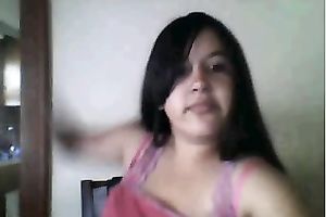 Sexy and stacked youthful lalin girl flashes her bra buddies on livecam