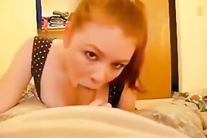 Red-haired GF is riding my jock in reverse cowgirl position
