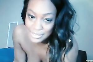 Appetizing big brown hooters of a hawt dark housewife on cam