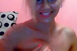 Webcam pussy-fingering solo with an delicious non-professional slutty wife