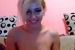 Webcam pussy-fingering solo with an delicious non-professional slutty wife