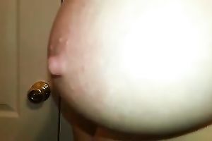 Shocking solo act with my girl playing with her heavy boobs