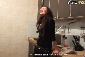 Two non-professional babes show their whoppers to a stud indoors