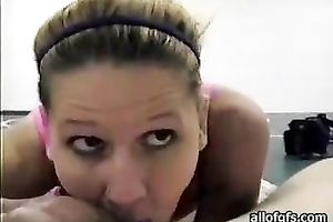 That blond girlfriend is glad and ready to acquire spunk flow