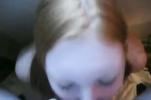 Cute redhead non-professional blowjobs me in her room at night