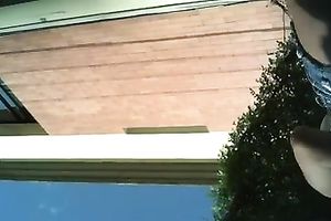 Another sexy mulatto playgirl gets caught on shoe camera in her short petticoat