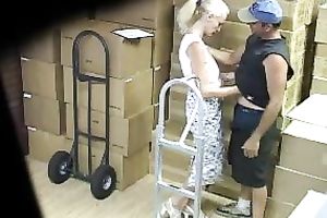 Hidden cam scene with a pair having joy in the utility room