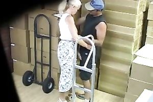 Hidden cam scene with a pair having joy in the utility room