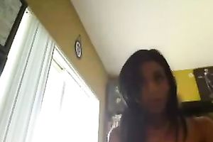 Lovely and breasty Indian legal age teenager shows her milk sacks and masturbates