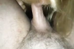 POV video with my bosomy golden-haired dirty slut wife engulfing and rubbing my cock